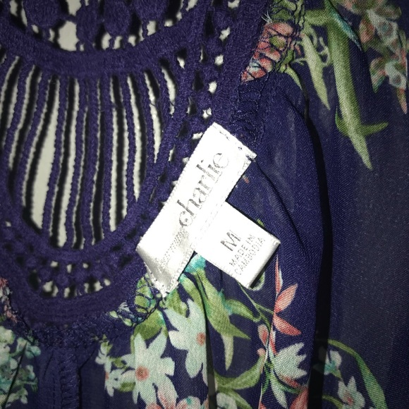 Charming Charlie sheer top with detailed back - Picture 2 of 4